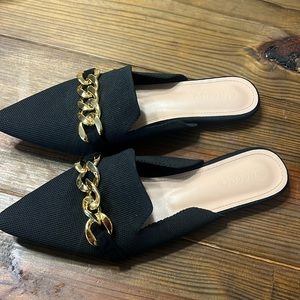 Cute mule slip ons with gold accent size 41 size 9